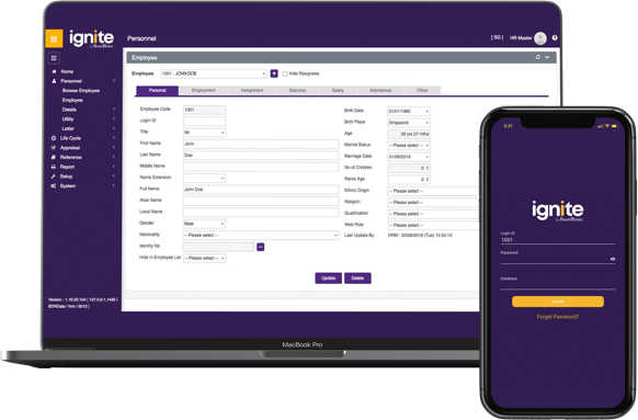 Ignite Payroll HRMS System dashboard